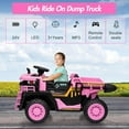 thumbnail image 5 of Lumiparty 24V 2-Seater Ride-On Dump Truck for Kids, Remote Control Construction Toy with Electric Dump Bed, Extra Shovel, 2WD/4WD, Music Player & Speeds Up to 4.35 MPH, Pink, 5 of 8