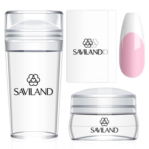 Saviland Nail Art Stamper Kit - 4Pcs Clear Silicone Nail Art Stamper with Scrapers for French Nails Tip,Gel Nail Polish