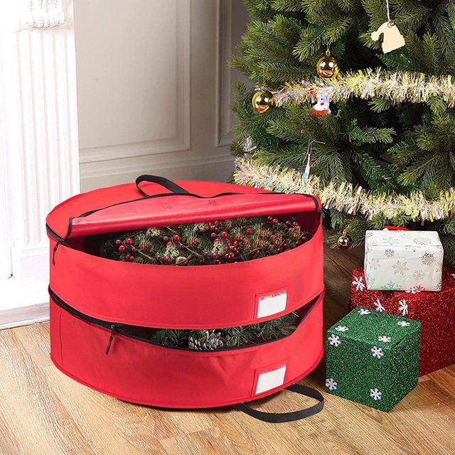 HLONK Wreath Storage Container, Stacking Christmas Wreath Storage Bags With Zipper And Handles Holiday Wreaths Storage Holder
