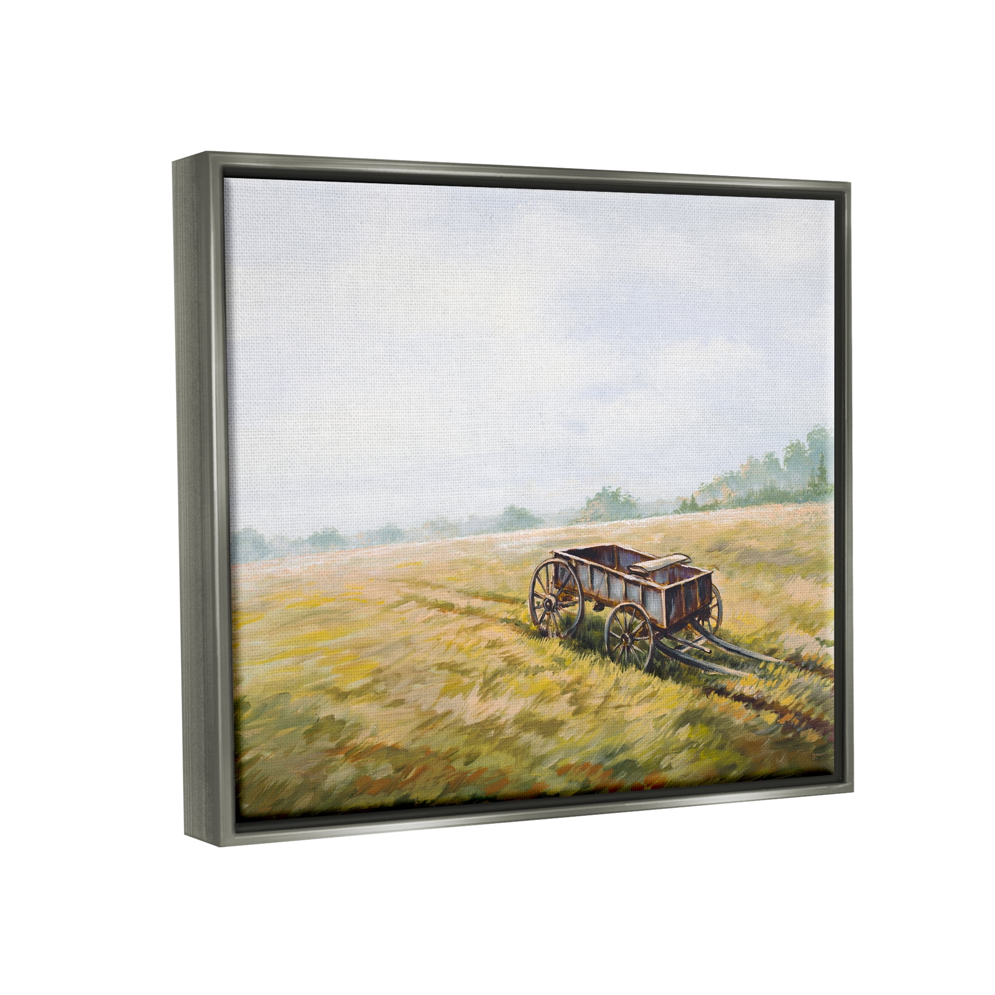 Stupell Industries Wild West Wagon Cart Rural Hill Farm Scenery Luster Gray Framed Floating Canvas Wall Art, 16x20, by Bruce Nawrocke