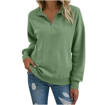 Women Casual Half Zip Sweatshirt Fleece Quarter Zip Pullover Sweatshirts Loose Fashion Fall Winter Outfits with Pocket