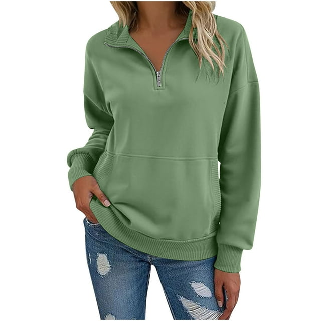 Women's Half-Zip Sweatshirt 2025 - Lapel Neck Design | Lightweight Fall Pullover Top