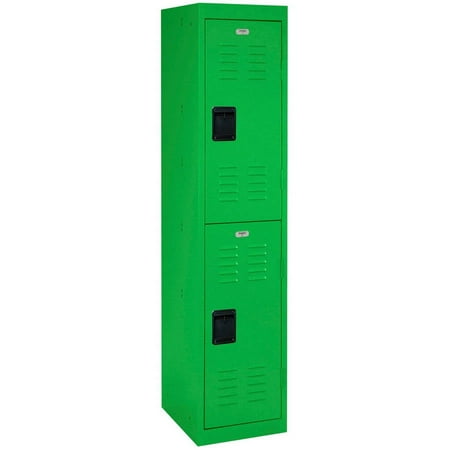 Sandusky 2-Tier Welded Steel Storage Locker, 66"H, Primary Green