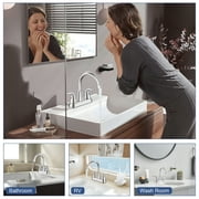Coliware 2-Handle Centerset Bathroom Sink Faucets, Lead-Free Stainless Steel Bathroom Faucet Monomando Brush Nickel with Pop-Up Drain 2 Water Supply Hoses for 3 Hole Sink, Close Faucet Bathroom Set