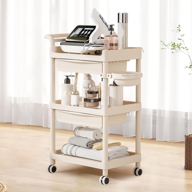 Organizador De Almacenamiento Rodante De 3 Niveles Carrito Utilitario Rodante Carrito Portátil Para Utensilios Con Ruedas Giratorias Para Salón De 2 Cajones Perfecl