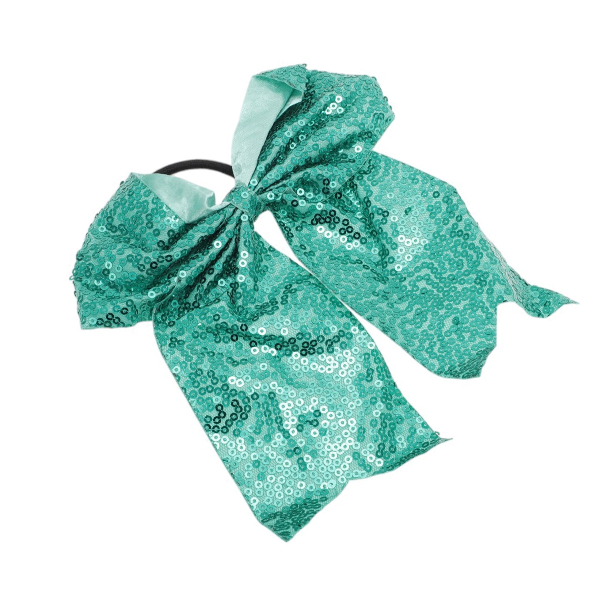 NOMADIC NOOK Elegant Sequins Bow Hair Ties for Home 5 Pcs Green Red Champagne Blue