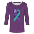 thumbnail image 6 of Yuanlook 3/4 Length Sleeve T-Shirt for Women,Crew Neck Tops Spring Summer Fashion Tunic Shirts Loose Fit Tees - Purple - S, 6 of 7