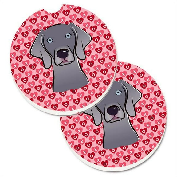 Weimaraner Hearts Cup Holder Car Coasters - Set of 2