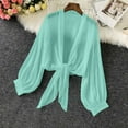 thumbnail image 7 of Atogsazn Women's Deep V Neck Long Sleeve Tie Front Knot Sexy Wrap Crop Top Blouse Fashion Summer 01-Green XL, 7 of 7