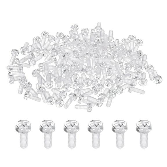 Uxcell 120Pcs Clear Acrylic Screws, M3x8mm PC Plastic Phillips Round Head Bolts
