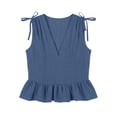 thumbnail image 5 of Favoffer Women's Linen Peplum Blouse V Neck Sleeveless Shoulder Tie Relaxed Fit Summer Daily Vacation Leisure Casual Shirt, 5 of 6