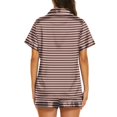 thumbnail image 4 of VV AVEORS Women'S Silk Pajamas - Plaid Striped Button Up Satin Pjs With Notch Collar - 2 Piece Satin Pajamas Set Orange L, 4 of 4