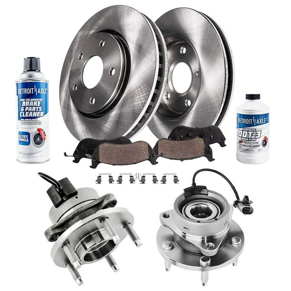 Detroit Axle - Front Brake Kit for 2008-2011 Chevrolet HHR Disc Brakes Rotors Ceramic Brake Pads Replacement 2009 2010 Wheel Bearing Hubs