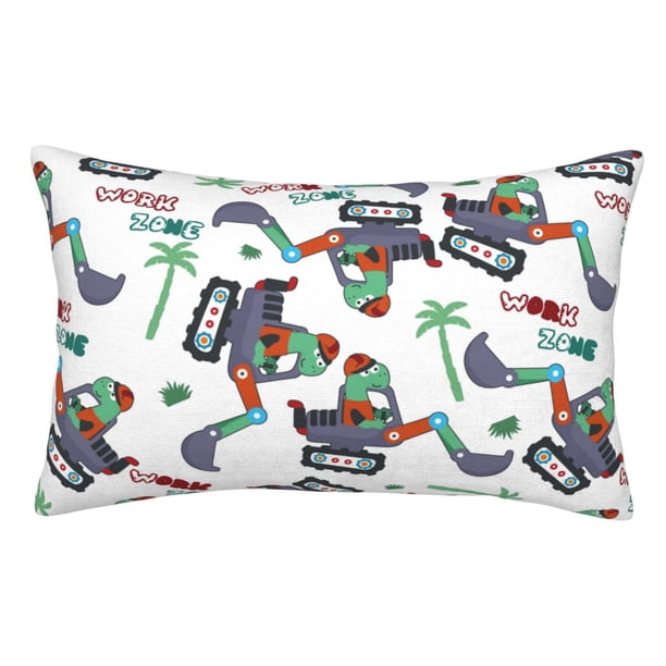 Balery Dinosaur on Excavator2 Funda de Cojín Estampada, Regalos para Mujeres, Regalos de Amor para Ella, Regalos para Novia o Esposa, Funda de Almohada-16"x24"
