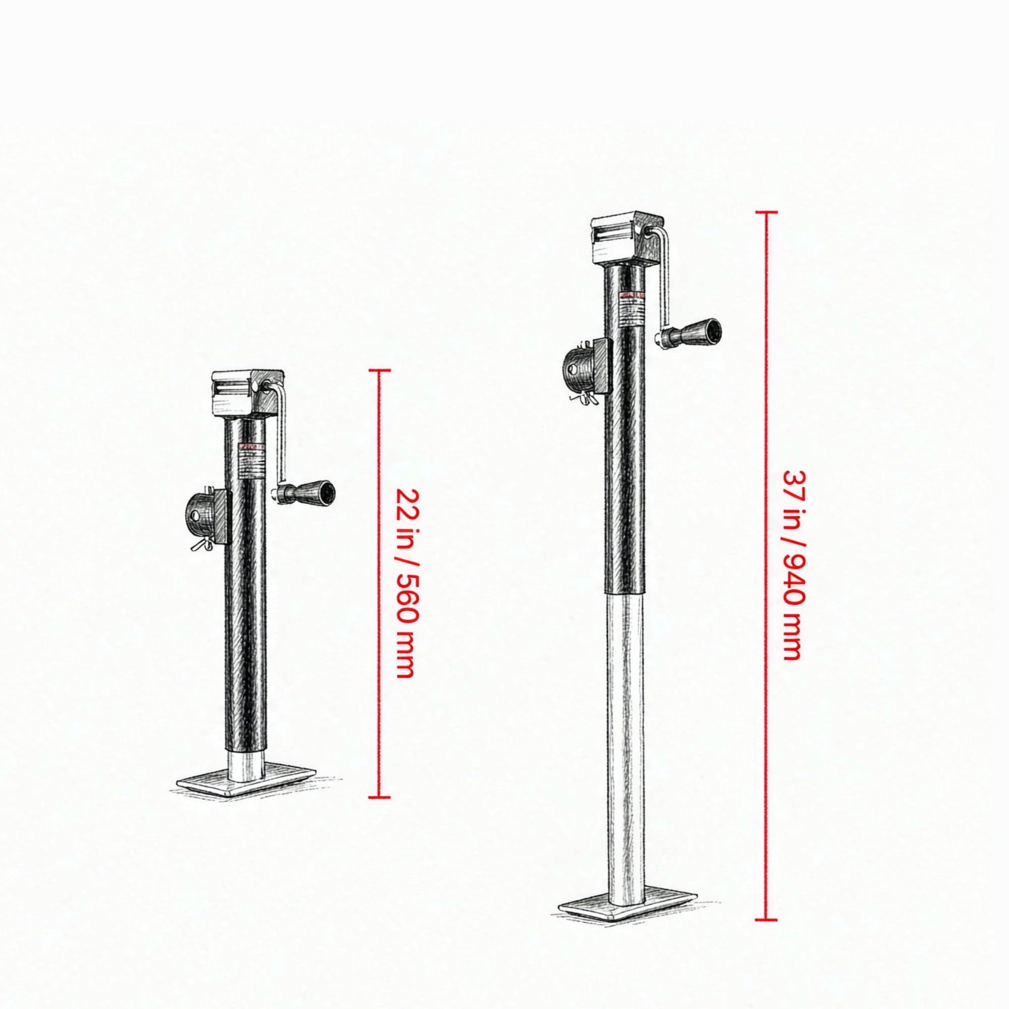 Weld-on Pipe-Mount Swivel Trailer Jack, 15" Vertical Travel for RV & Utility Trailers