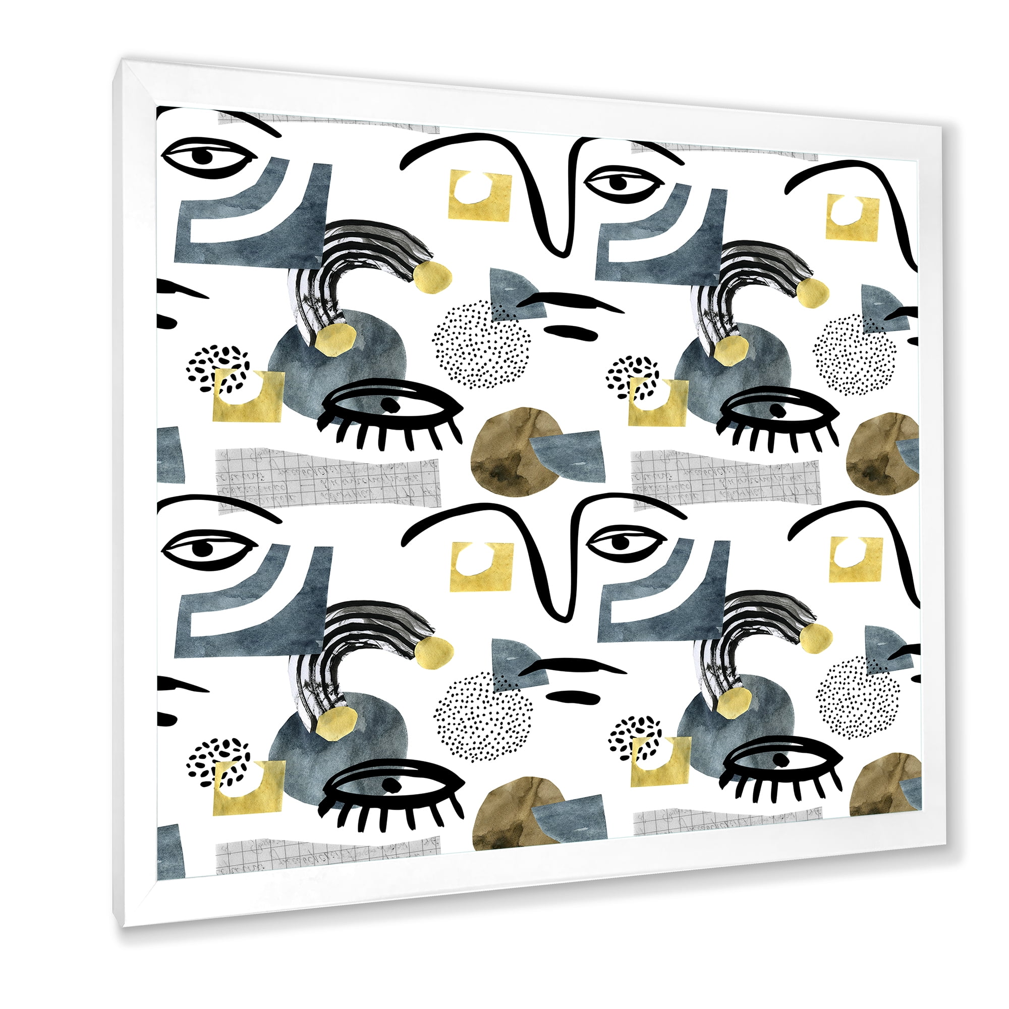 Designart 'Collage of Eyes And Doodles In Contemporary Style I' Modern Framed Art Print