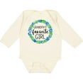 thumbnail image 3 of Inktastic Grandpa's Favorite Girl Blue Flower Wreath Girls Long Sleeve Baby Bodysuit, 3 of 5