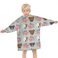thumbnail image 3 of Cute Pitbull Terriers Dog and Flower Blanket Hoodies for Kids 6-13YR Oversize Wearable Blanket Hoodies for Boys Girls Teens, 3 of 7