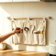 thumbnail image 4 of Beige Large Wall Hanging Cloth Pocket Organizer, No-Drill Storage Bag for Kitchen Bathroom Bedroom, Foldable Wall Mount Organizer for Toiletries Utensils, 15.7x10.2 Inches, 4 of 6