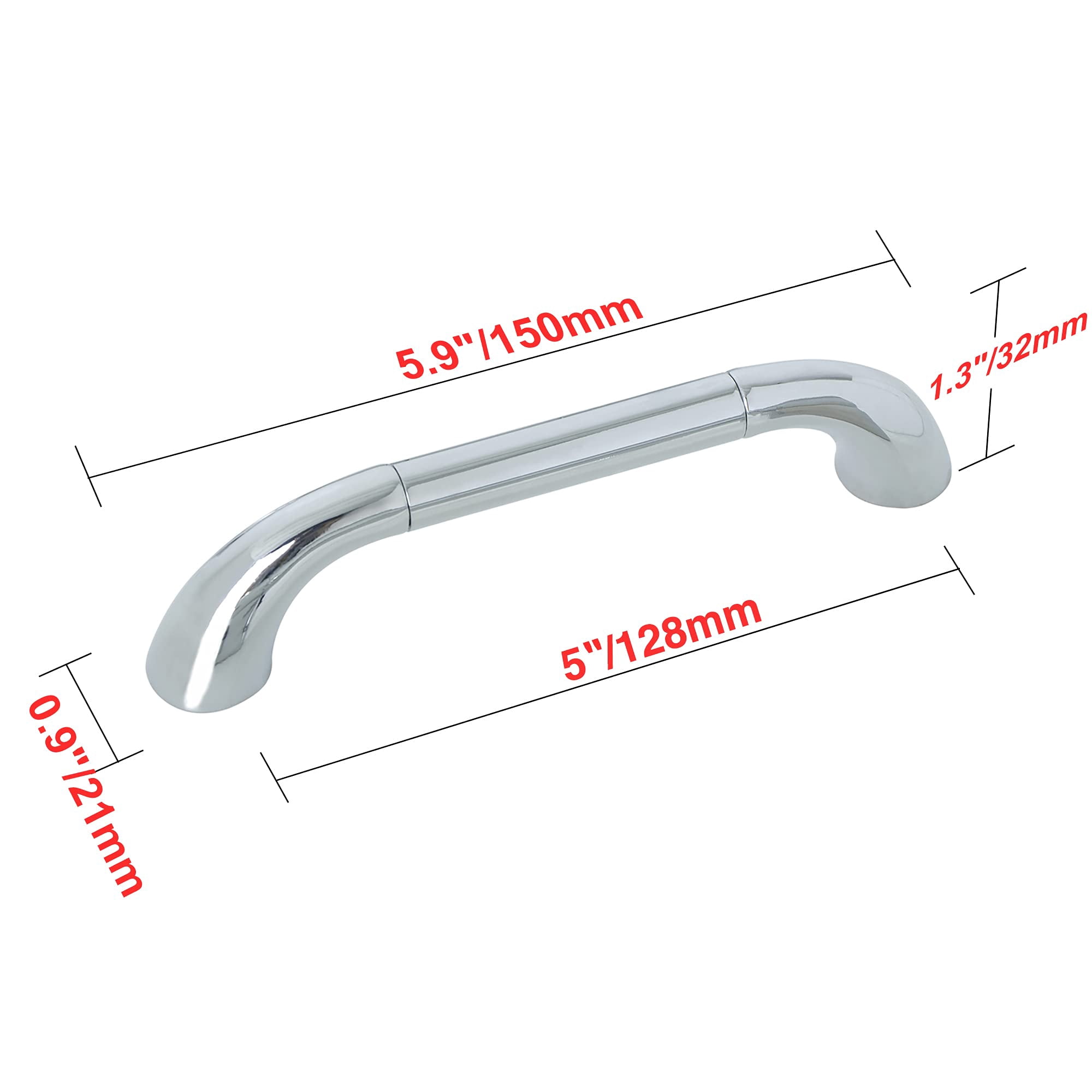 Utopia Alley 10pcs Tempo Pull Handle - Decorative Cabinet Drop Pull Handles- Vintage Cabinet Hardware with Hand Finished Polished Chrome - Metal Drawer Pull Handle, 5.0" Center to Center