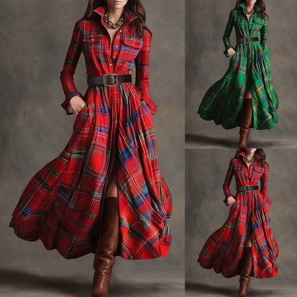 Mceream Cocktail Dresses for Women Long Sleeve Ruched Satin Wrap Maxi Dresses Elegant V Neck Ruffle Hem Porm Dress Holiday Wedding Guest Dresses Red M