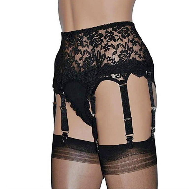 Women's 6 Straps High Waist Lace Retro Suspender Garter Belts for Stockings  