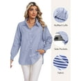 thumbnail image 3 of Airmenty Women's Button Down Shirts Long Sleeve Smocked Cuffed Striped Work Blouses Tops with Pocket Shirred, 3 of 8