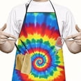 thumbnail image 2 of Colorful Rainbow Tie Dye Spiral Pattern Apron-Garden Aprons for Women with Pockets-Cotton Linen Waterproof Kitchen Cooking Gardening Aprons Adjustable for Kitchen,Cooking,BBQ and Salon 33x27 Inch, 2 of 7