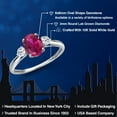 thumbnail image 2 of Gem Stone King 10K White Gold Red Created Ruby and White Topaz 3-Stone Ring for Women | 1.63 Cttw | Oval 8X6MM | Gemstone July Birthstone | Size 8, 2 of 6