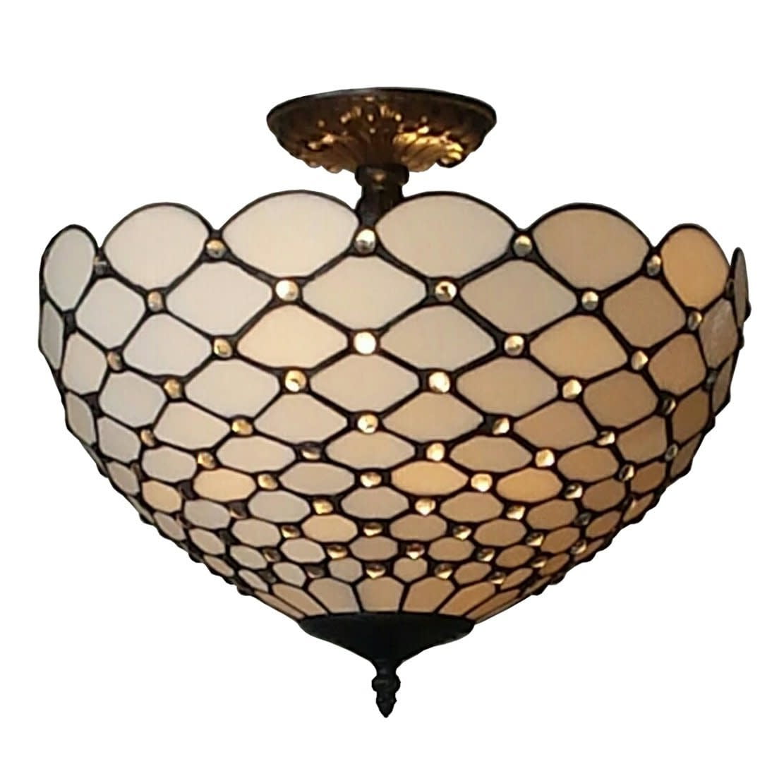 Amora Lighting Tiffany Style Jewel Semi Flush Mount Ceiling Amora Lighting Tiffany Style Jewel Semi