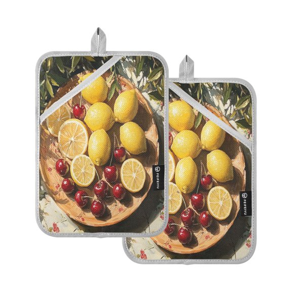 BZSMCE Pot Holder Oven Mitts Cooking baking Fashion Sun Lemon Painting Creative Pattern Size:7x9.8in
