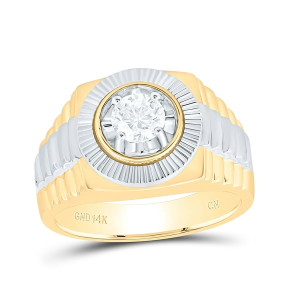 14k White Yellow 3/4 Cttw Natural Diamond Mens Ring, Men Size: 8-12