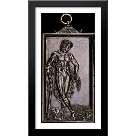 Hercules resting after the fight with the lion deNemee 22x40 Large Black Wood Framed Print Art by Andrea