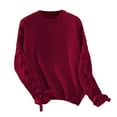 thumbnail image 5 of UJNDER Fall Winter Sweater with Bow for Women Pullover Loose Casual Long Sleeve Wine M, 5 of 6