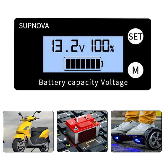 Monitor de capacidad de LCD de coche medidor de medidor impermeable DC 8V-100V lector de cantidad eléctrica - shamjiam Indicador de carga LCD