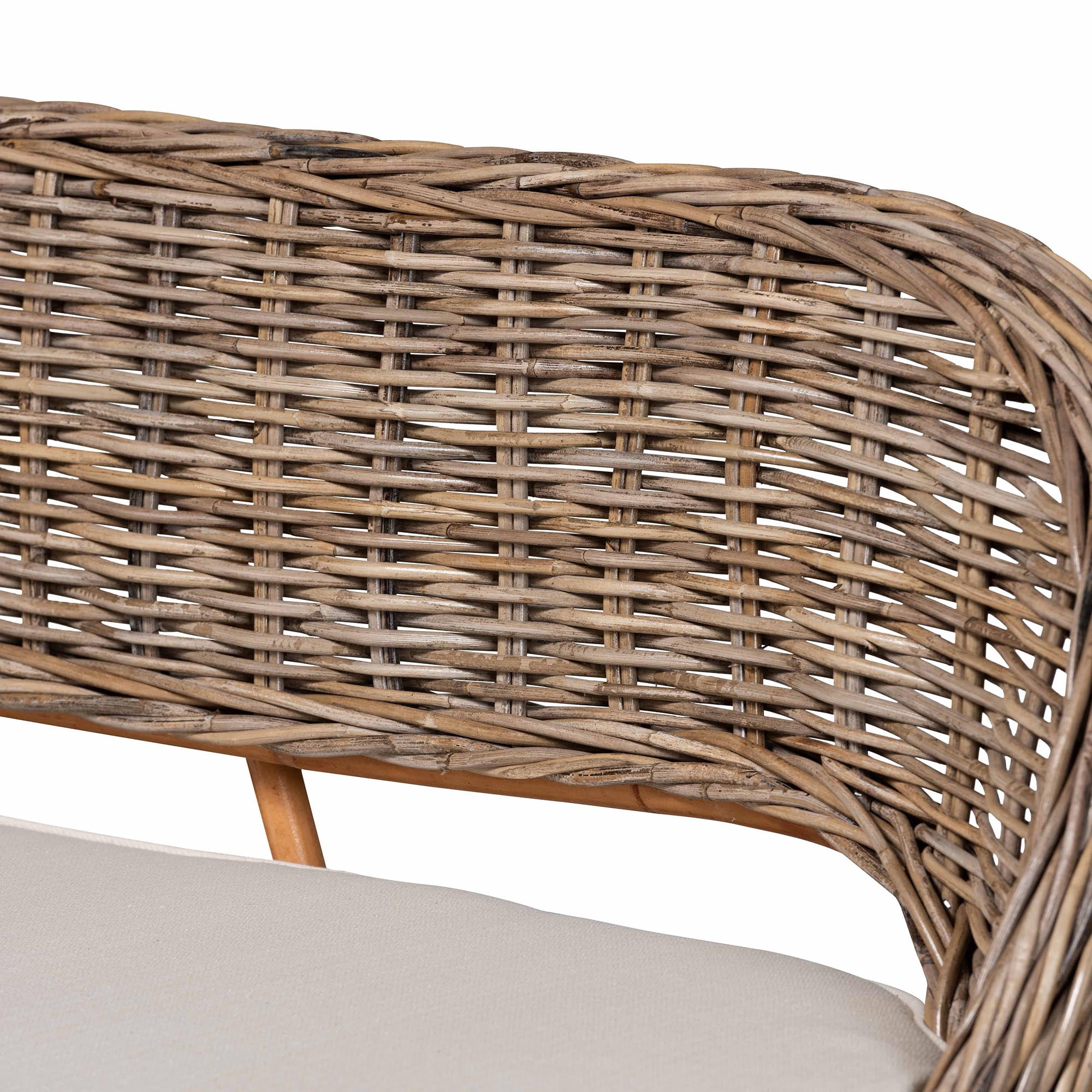 bali & pari Raisa Rattan BOHO Dining Nook Banquette Set, Greywashed