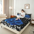 thumbnail image 4 of Feelyou Fashion Rose Flower Bed Sheets, Valentines Day Floral Blue King Sheets, Sequin Print Diamond Sheet Set, Ultra Soft Bedroom Decor, 4-Piece, 4 of 7