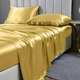 thumbnail image 3 of Reliable Bedding 4 piece Sheet Set, Silk Satin Sheet Set, Extra Soft Silky Sheets, Royal Luxury Sheet Set 24" Deep Pocket, Wrinke Free (Gold,Full XL), 3 of 6