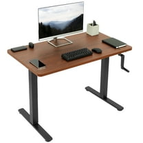 VIVO Manual 43” x 24” Stand Up Desk | Dark Walnut Table Top, Black Frame