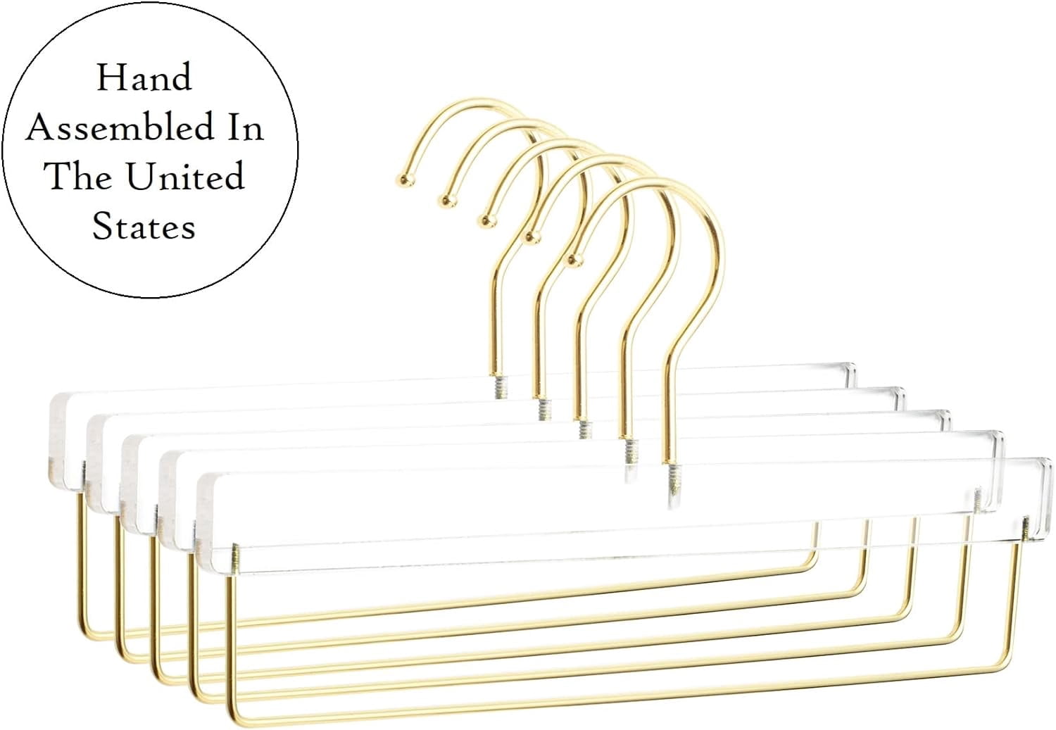 HomeCube USA Clear Acrylic Clothes Hanger with Gold Hooks & Bar – Heavy Duty Organizer for Pants, Slacks & More – Elegant Lucite Design for Closet, Boutique, Home & Retail Display