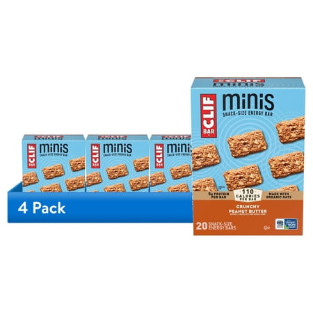 (4 pack) CLIF BAR Minis Crunchy Peanut Butter Flavor Snack-Size Energy Bars, 20ct