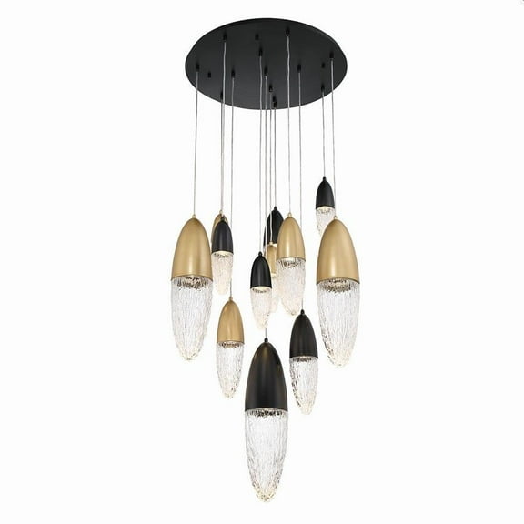 60W 12 Led Chandelier in Modern and Contemporary Style-24 inches Tall and 29.5 inches Wide-Mixed Black/Brass Finish Bailey Street Home 79-Bel-4636018