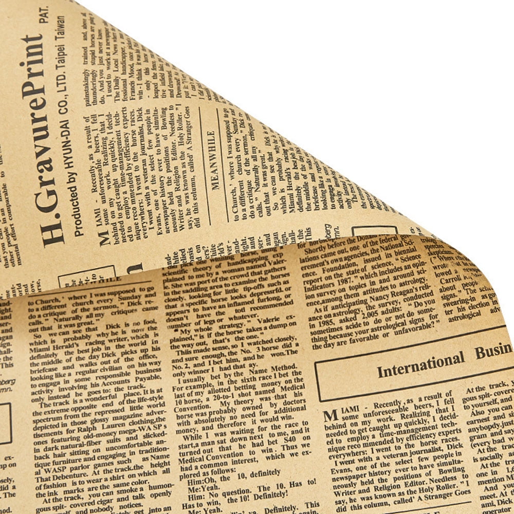 45pcs Kraft Paper Vintage Newspaper Wrapping Paper Birthday Festival Gift Cover Flower Packaging