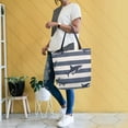 thumbnail image 4 of FORMRS Womens Canvas Tote Bag with Zipper Inner Pocket Shoulder Handbag, Dark Sharks, 4 of 7