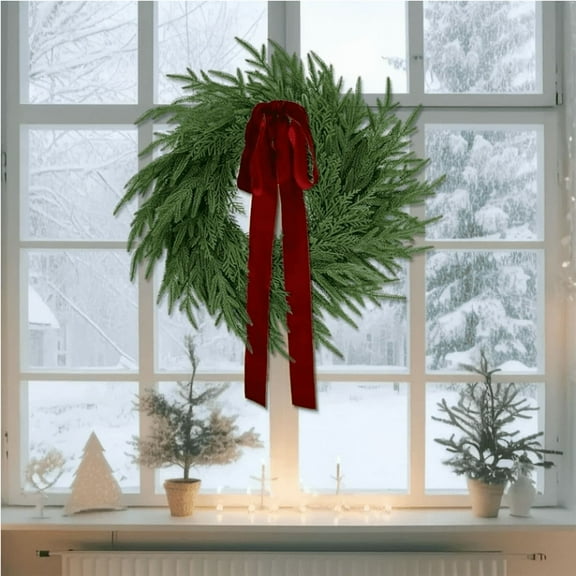 Evergreen Garland Evergreen Natural Feel Cedar Artificial Christmas Wreath, Green, 17/20in", Christmas Wreath, Front Door Decorations, Christmas Decorations Outdoor, Xmas Home Decor,Artificial Cedar