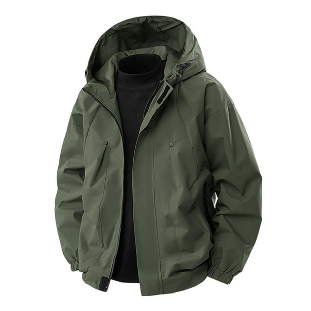 YOIAVAIOY Veste de Pluie Homme à Capuche Imperméable avec Poches Vert Armée TTTG