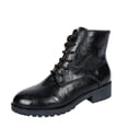 thumbnail image 2 of Willtoo Women Vintage Faux Leather Lace Up Combat Ankle Boots, Round Toe Low Block Heel Lug Sole Short Booties, Non Slip Casual Outdoor Walking Motorcycle Boots, 2 of 5