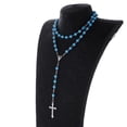 thumbnail image 2 of Womans Mens INRI Cruz Colgante 8 mm Perlas de imitación Collar de Azul Sunnimix Collar pendiente, 2 of 8