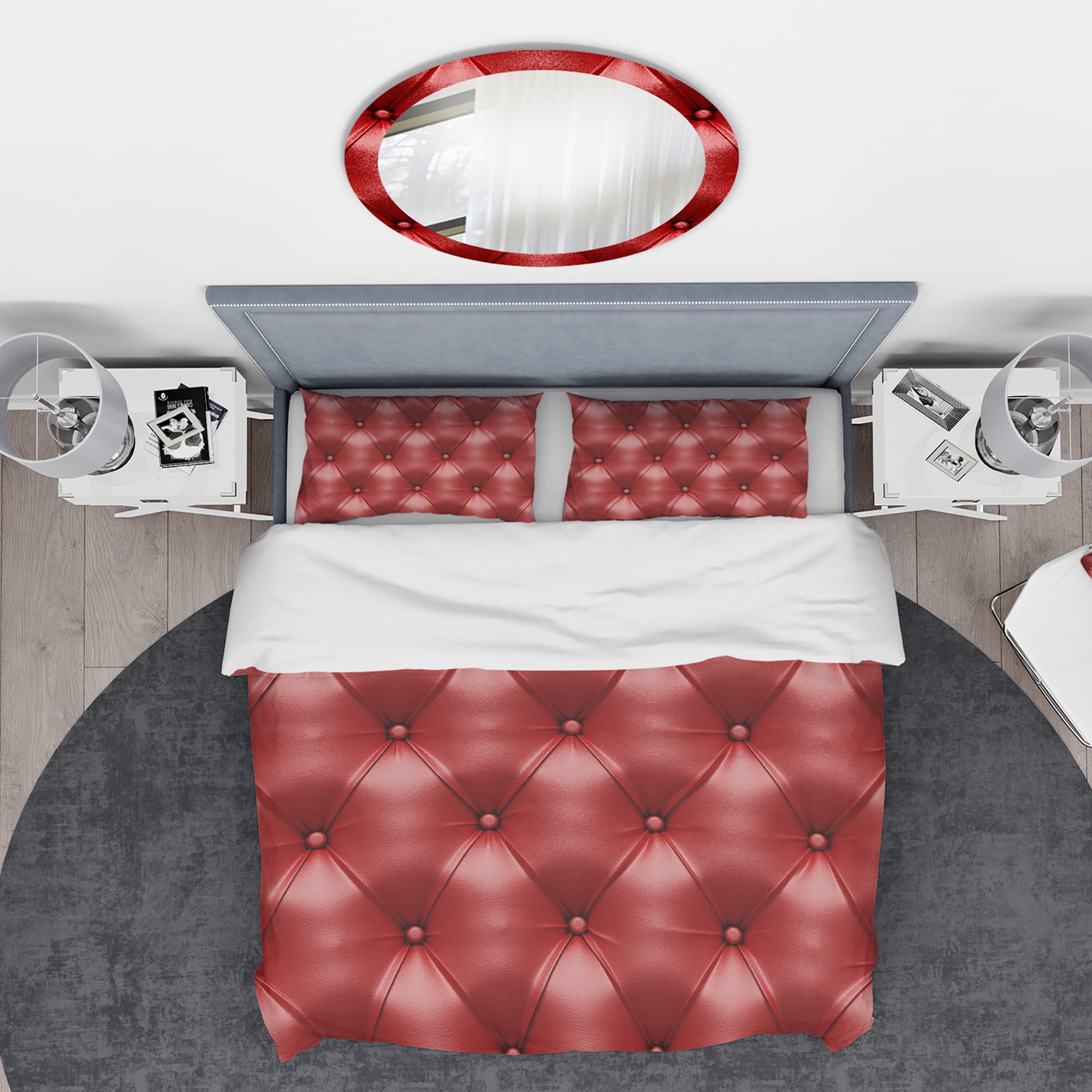 Designart 'Luxury Classic Red Leather' Modern & Contemporary Duvet Cover Set