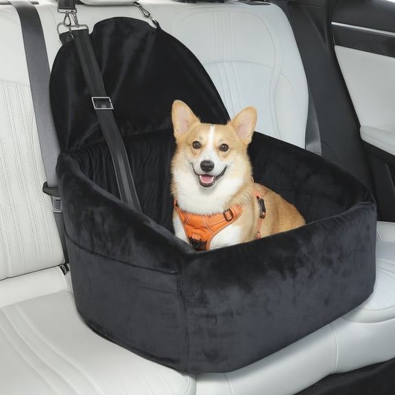 KSIIA Dog Car Seats for Small Dogs, Portable Dog Booster Car Seat with Safe Buckles,Pets Up to 25lbs ,black